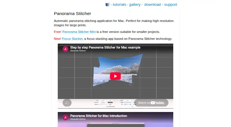 Panorama Stitcher's website