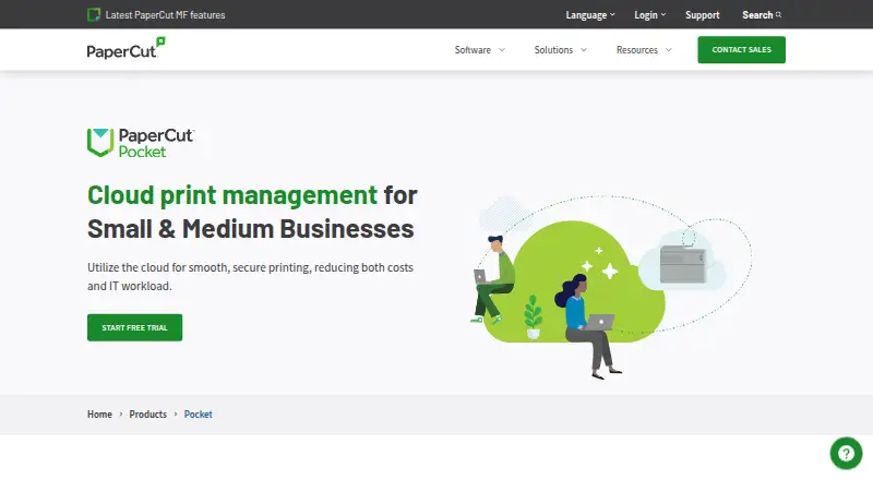 PaperCut Pocket's website