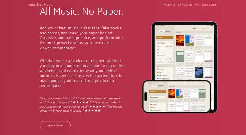 Paperless Music's website