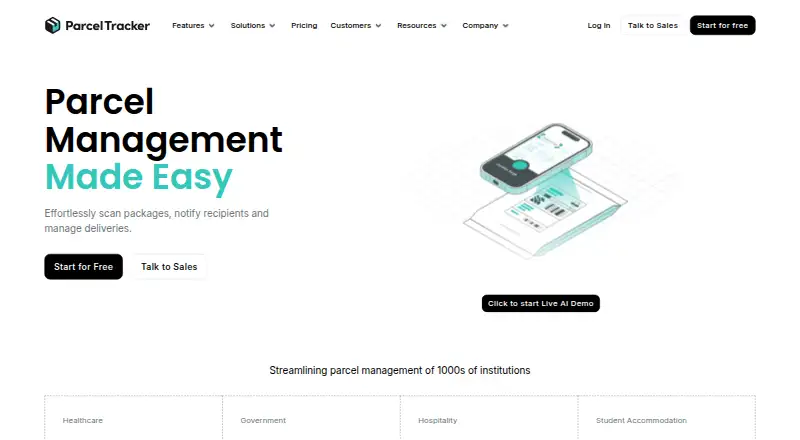 Parcel Tracker's website