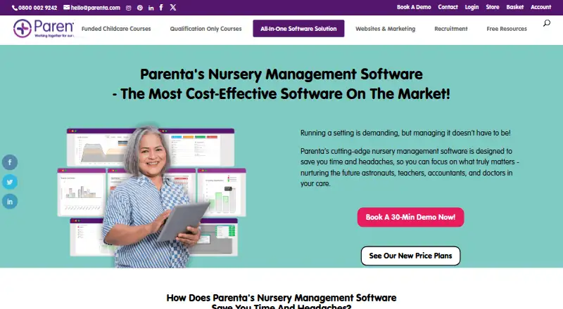 Parenta Nursery Management Software's website