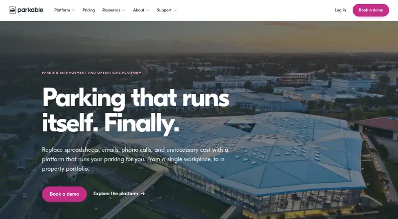 Parkable's website