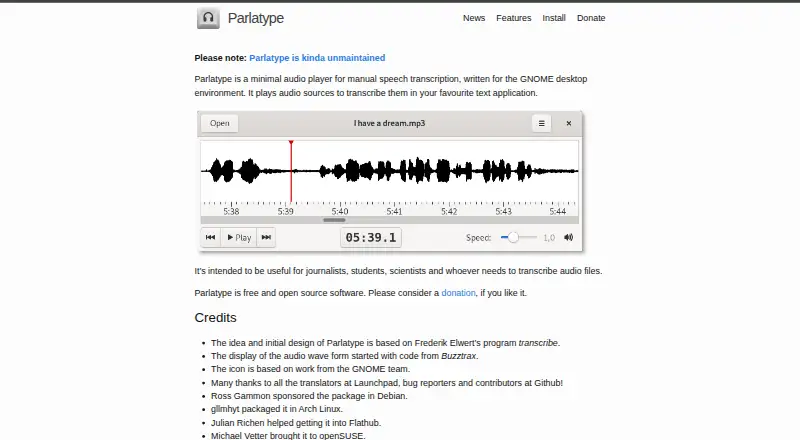 Parlatype's website