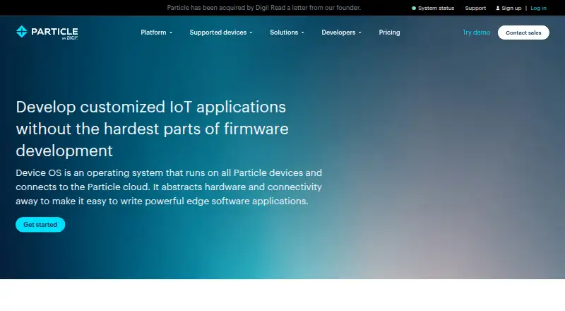 Particle Device OS's website