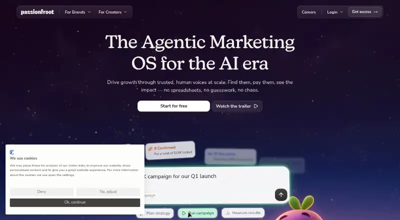 The Passionfroot homepage