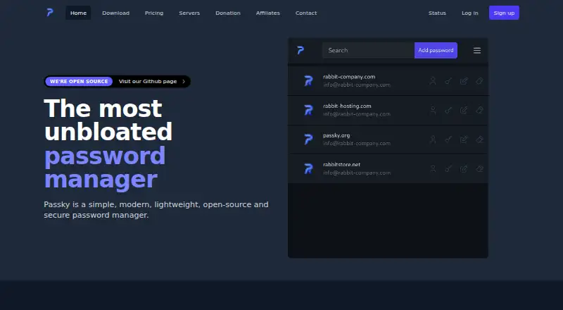 The Passky homepage