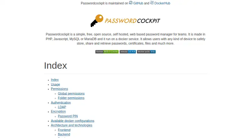 The Passwordcockpit homepage