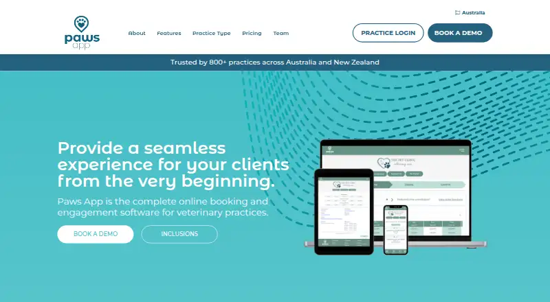 The Paws App homepage