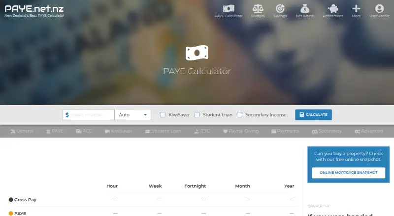 New Zealand PAYE.net.nz Calculator's website