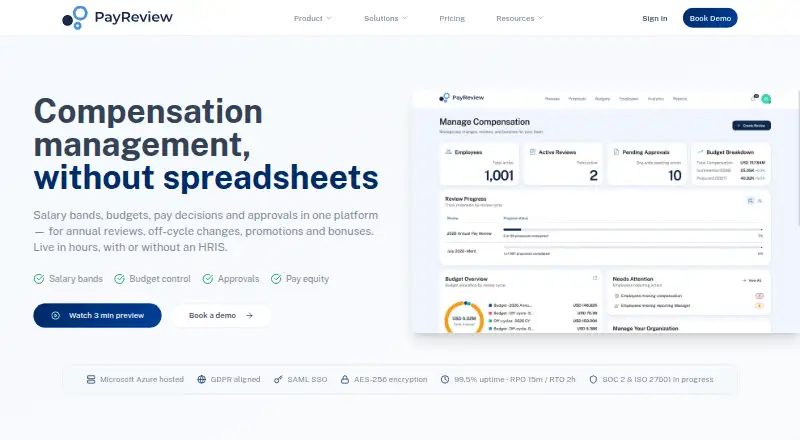 The PayReview homepage