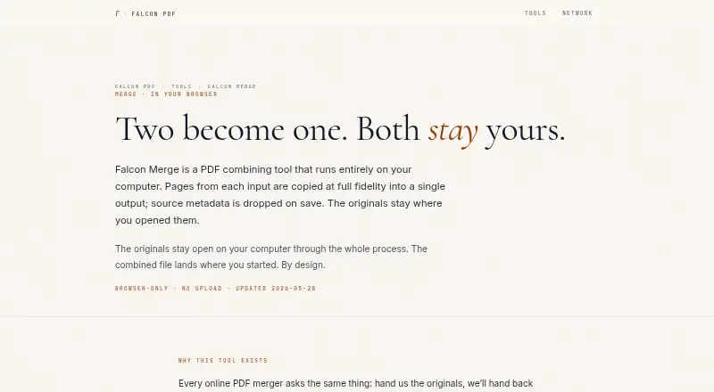 Falcon Merge's website