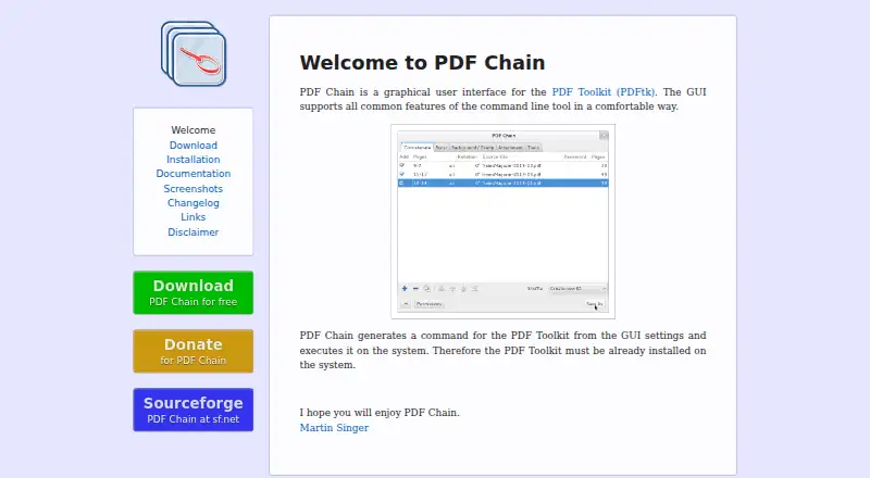 The PDF Chain homepage