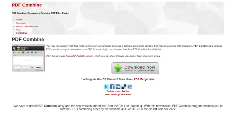 PDF Combine's website