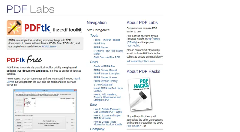 PDFtk's website