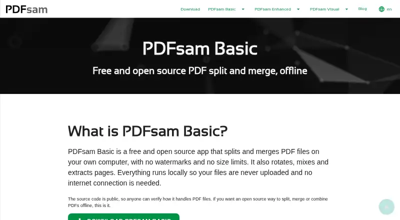 PDFsam Basic's website