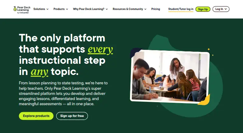 The Pear Deck homepage
