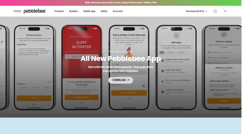 Pebblebee app's website