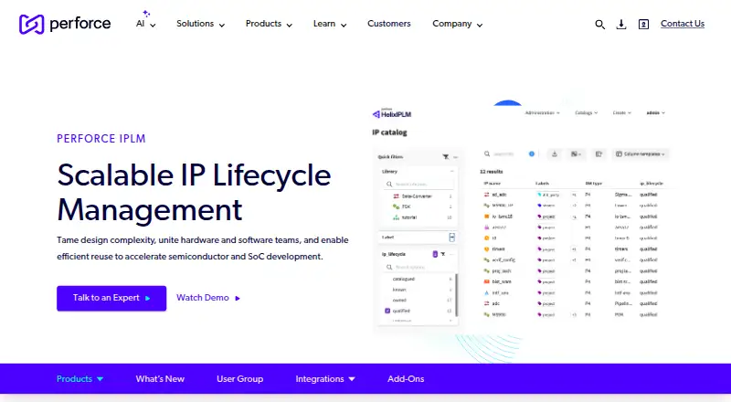 Perforce IPLM's website