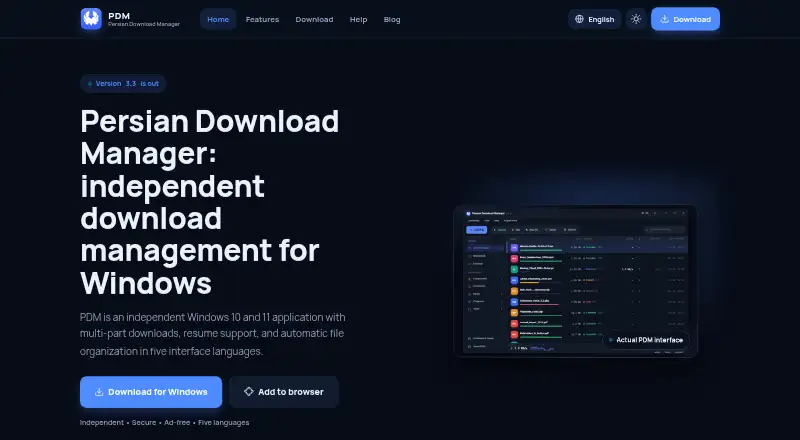 Persian Download Manager's website
