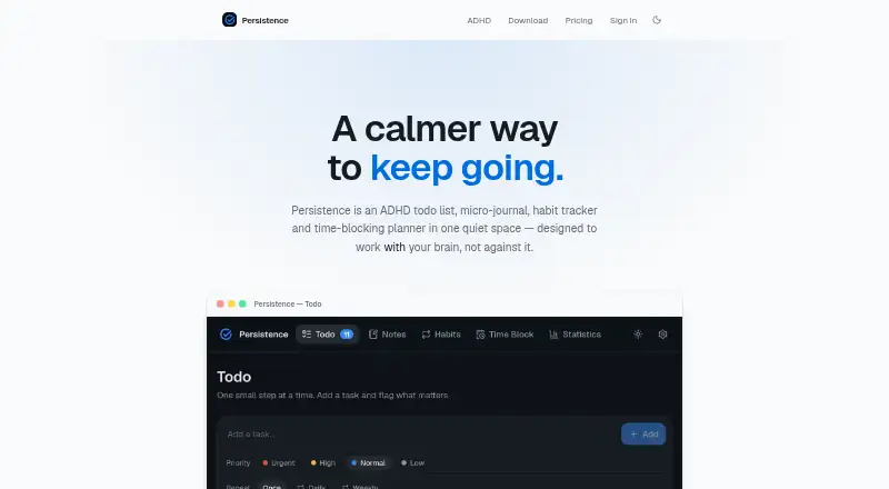The Persistence homepage