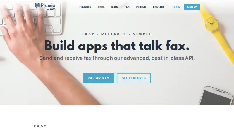 Phaxio's website