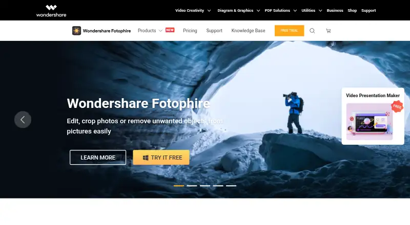 Wondershare Fotophire's website