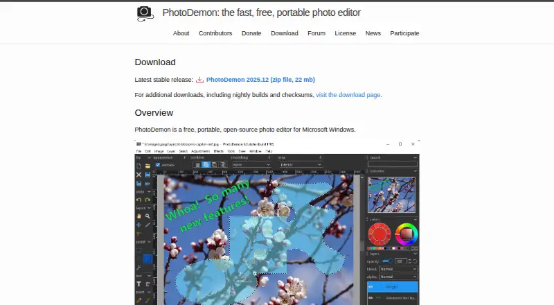 PhotoDemon's website
