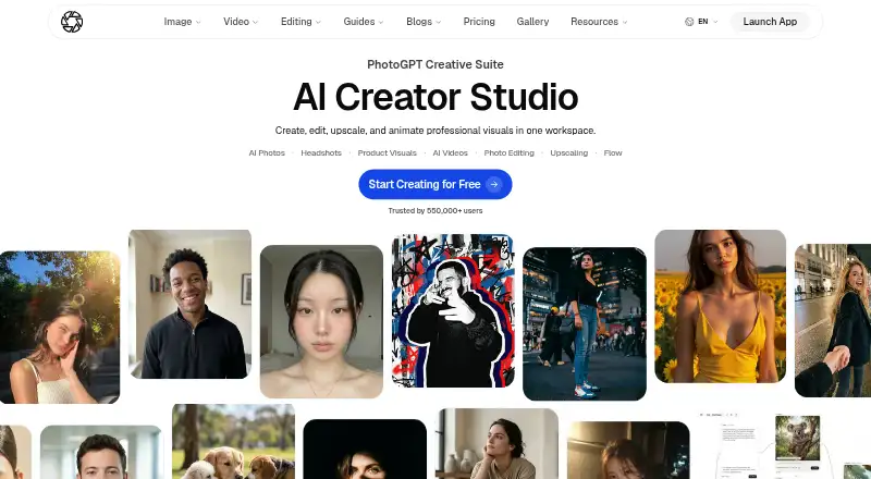 The PhotoGPT homepage