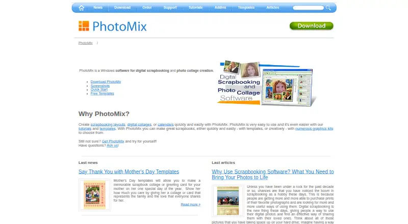 PhotoMix's website
