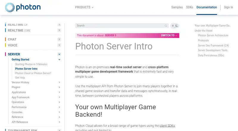 Photon Server's website