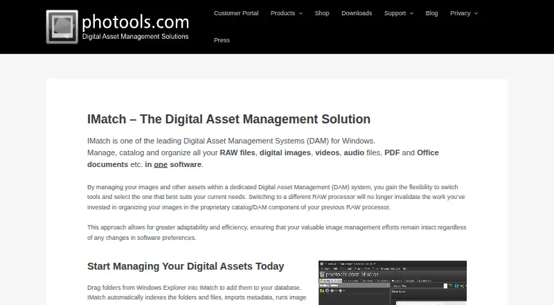 The IMatch homepage