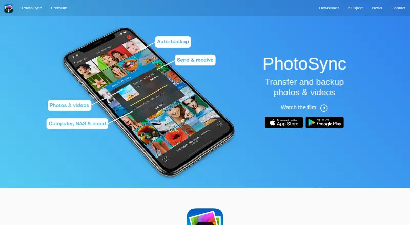 PhotoSync's website