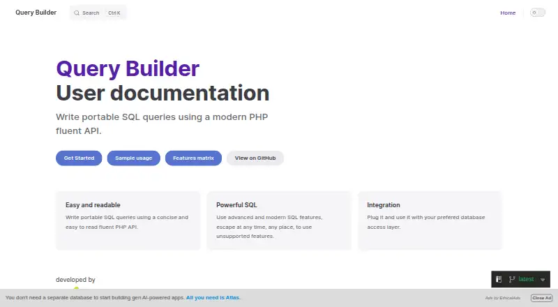 PHP Query Builder's website