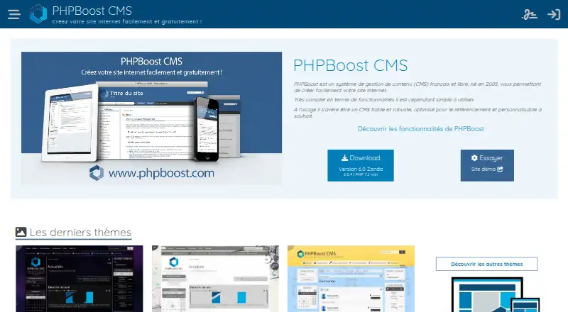 The PHPBoost homepage