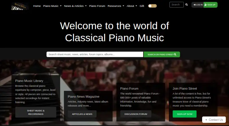 Piano Street's website