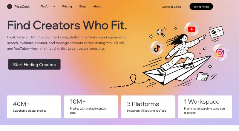 The PicaCast homepage