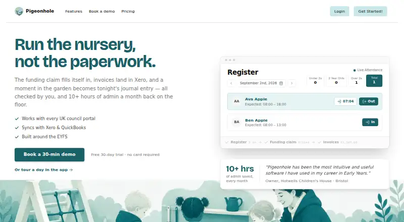 Pigeonhole's website