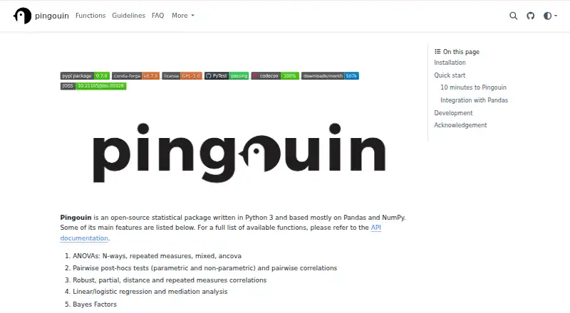 Pingouin's website