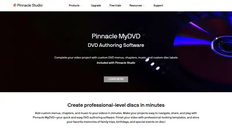 Pinnacle MyDVD's website