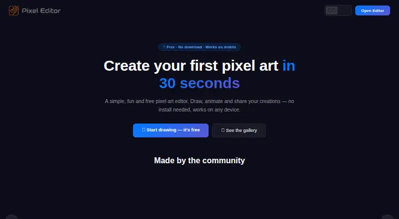 Pixel Editor's website