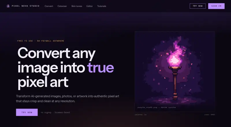 Pixel Nova Studio's website