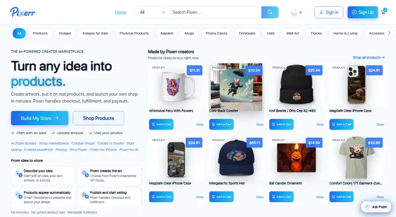Pixerr's website