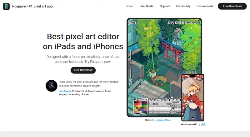 Pixquare's website