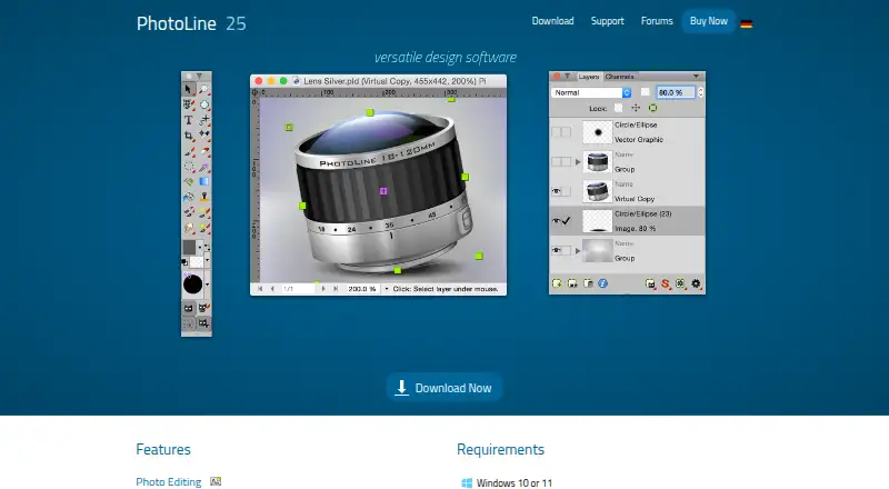 The PhotoLine homepage