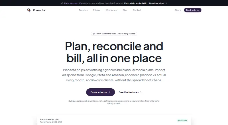 Planacta's website