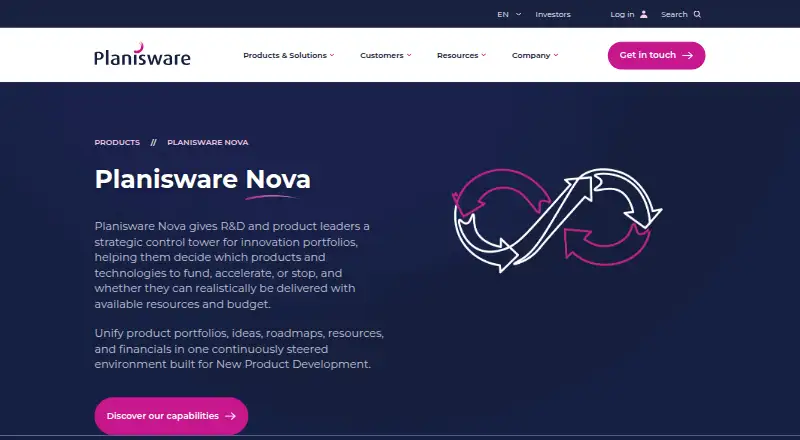 The Planisware Nova homepage