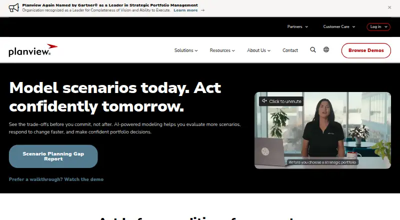 Planview Strategic Portfolio Management's website