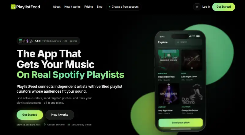 PlaylistFeed's website