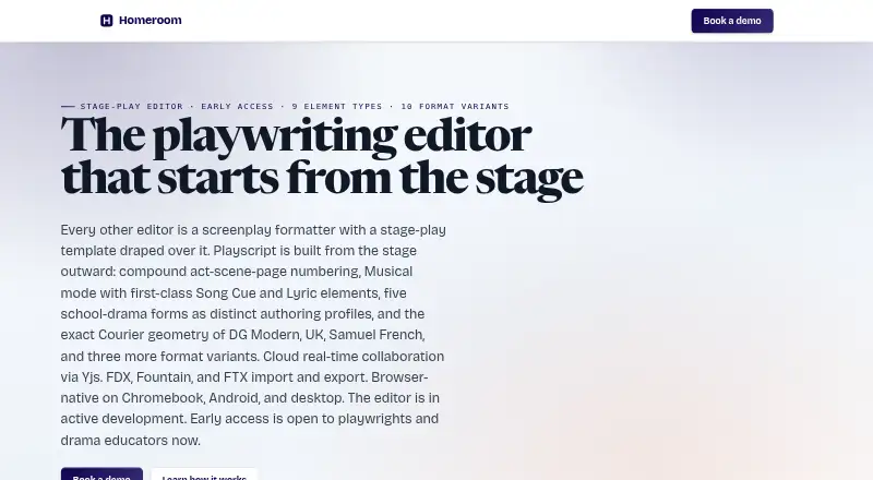 Playscript's website