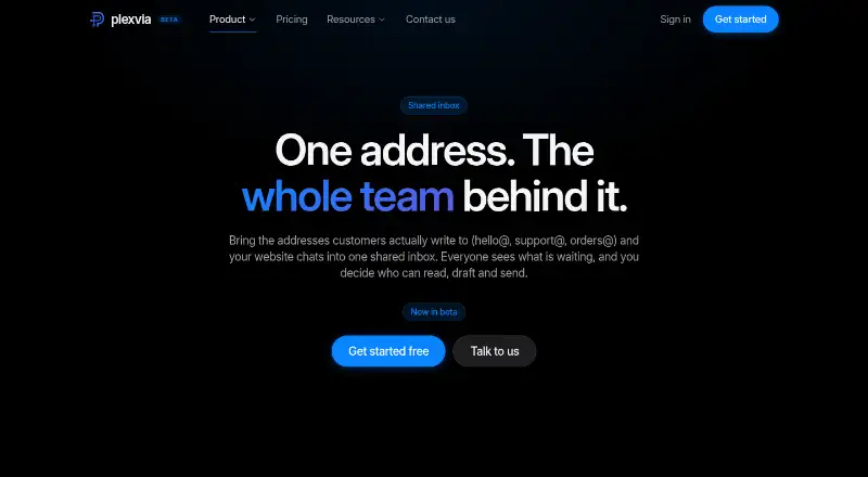 Plexvia Shared Inbox's website